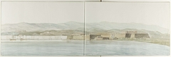 Gezicht op de achterzijde van kasteel San Salvatore en Messina vanuit de haven by Louis Ducros