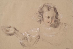 Girl with Outstretched Arm - Study for Dick Whittington and His Cat - Sir William Allan - ABDAG003377 by William Allan