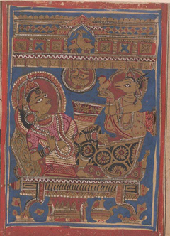 Harinaigamesin Brings the Embryo to Queen Trisala: Folio from a Kalpasutra Manuscript by Anonymous