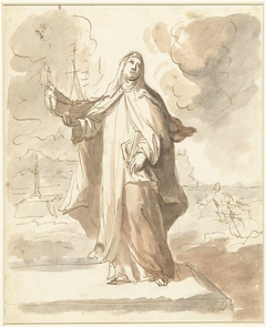 Heilige Brigitta, staande met het schip in de rechterhand by Domenico Mondo