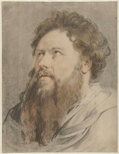 Hoofd van man met baard, de ogen zien opzij naar boven by Jacob de Wit