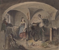 In the Stables II. by Friedrich Carl von Scheidlin