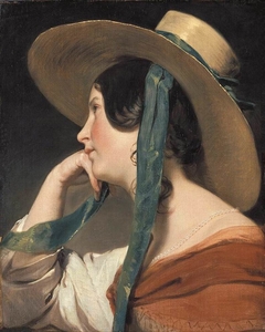 Junges Mädchen mit Strohhut by Friedrich von Amerling