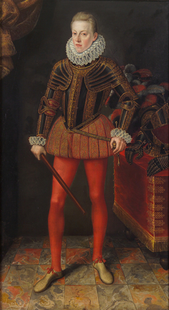 Kaiser Matthias (1557-1619), Bildnis als Erzherzog im Harnisch in ganzer Figur, mit einem Feldherrenstab by Lucas van Valckenborch