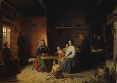 Kreeta Haapasalo Playing the Kantele in a Peasant Cottage by Robert Wilhelm Ekman