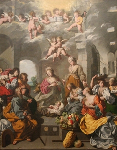 L'adoration des bergers. by Francisco Rizi