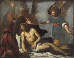 Lamentation with angels by Palma il Giovane