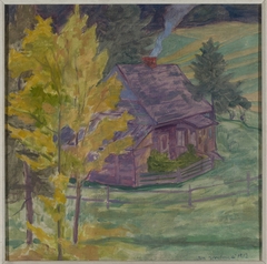 Landscape with a house among trees by Jan Rembowski