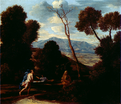 Landscape with a Man Frightened by a Snake by Nicolas Poussin