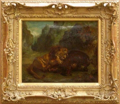 Lion et Sanglier by Eugène Delacroix