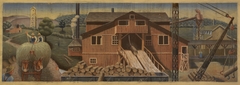 Lumbering in Arkansas (mural study, Siloam Springs, Arkansas Post Office) by Bertrand R Adams