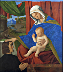 Madonna and Child with a Donor by Francesco di Simone da Santacroce