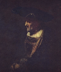 Man with a hat decorated with pearls by Rembrandt