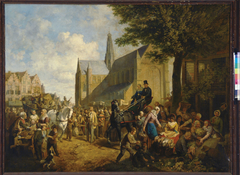 Market Scene on the Grote Markt in Haarlem by Reinier Craeyvanger