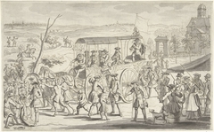 Ontwerptekening voor de prent van de Actionisten onderweg naar Vianen, 1720 by Unknown Artist