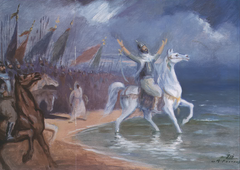 'Oqba ben Nafi' infront of the Atlantic by Moustafa Farroukh