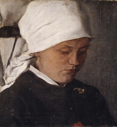 Peasant Girl with a White Headcloth by Wilhelm Leibl