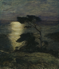 Pine Tree on the Coast in Moonlight by Thorolf Holmboe