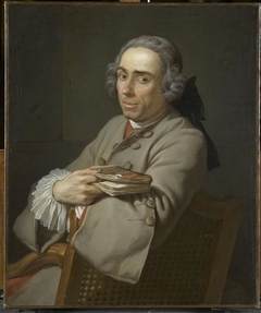 Portrait d'homme en habit gris et gilet rouge by Joseph Aved