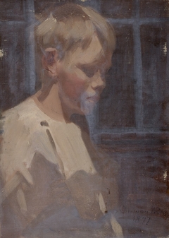 Portrait of a Boy Holding a Book by Denman Ross