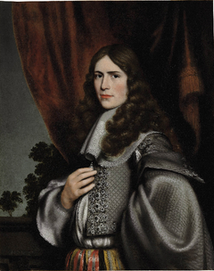 Portrait of a gentleman, half-length, in a gray coat by Nicolaes Maes