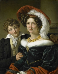 Portrait of Rudolphina Wilhelmina Elizabeth de Sturler, second Wife of Count Johannes van den Bosch with their Son Richard Leeuwenhart by Cornelis Kruseman