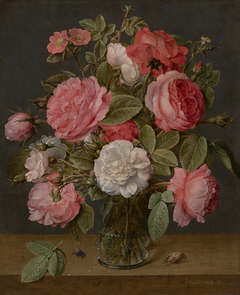 Roses in a Glass Vase by Jacob van Hulsdonck