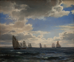 Sailing Ships in the Sound south of Kronborg by Carl Frederik Sørensen