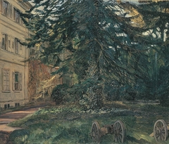 Schloss Hemsbach mit Kanonen by Wilhelm Trübner