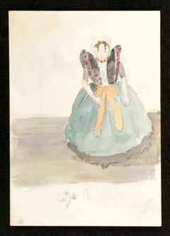 Sketch of Girl in Traditional Costume, Terneuzen, Holland by Louisa Starr