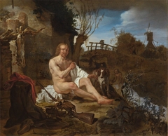 Sportsmen Bathing in a Landscape by Gabriël Metsu