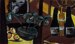 Still Life on Brown and Yellow (Champagne Bottles... by Max Beckmann