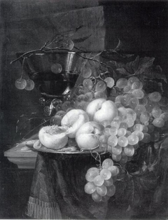 Still Life with Fruit and a Cherry Branch over a Berkemeyer Glass by Pieter de Ring