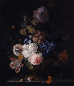 Still-life with Roses, Tulips, Hyacinths and other Flowers in a Classical Urn by Jan van Huysum