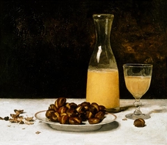 Still Life with Wine and Chestnuts by Albert Anker