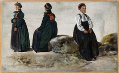 Studies of Female Costumes from Luster in Sogn by Johan Christian Dahl