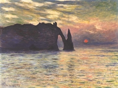 The Cliff, Étretat, Sunset by Claude Monet