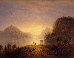 Sunset over Pedra da Gávea, Rio de Janeiro by Eduard Hildebrandt