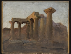 Temple of Apollo in Corinth at sunrise. From the journey to Greece by Jan Ciągliński