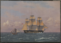 The 84-Gun Danish Warship "Dronning Marie" in the Sound by Christoffer Wilhelm Eckersberg