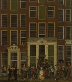 The Bookshop and Lottery Agency of Jan de Groot in the Kalverstraat in Amsterdam by Isaac Ouwater