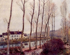 The Canal du Loing in Winter by Alfred Sisley