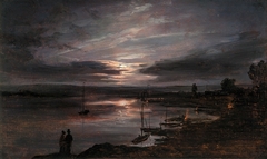 The Elbe in Moonlight by Johan Christian Dahl