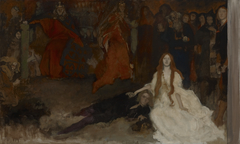 The Play Scene in “Hamlet” composition study by Edwin Austin Abbey