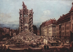 The Ruins of the old Kreuzkirche, Dresden by Bernardo Bellotto