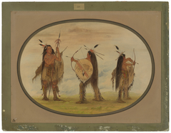 Three Mandan Warriors Armed for War by George Catlin