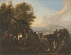 Travelers in Front of the Inn by Jan van Huchtenburgh