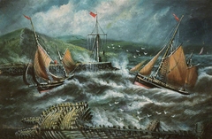 Trawlers Entering Aberystwyth by Alfred Worthington