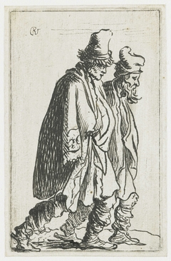 Twee zwervers, naar rechts gewend by Rembrandt