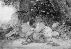 Two Friends. A Boy Sleeping beside a Pig by Ernst Meyer